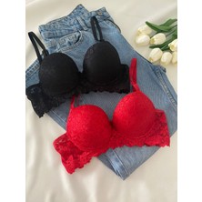 Gold Night Kadın Dantelli Desteklli Balenli Push Up Dolgulu Soft Sütyen Ikili Paket