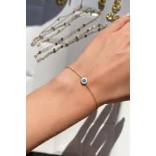 Spossy Silver Jewelry Zarif Minimal Yuvarlak Göz Bileklik