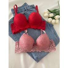 Gold Night Kadın Dantelli Desteklli Balenli Push Up Dolgulu Soft Sütyen Ikili Paket