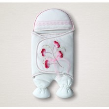 Akıllı Durak Yenidoğan Yapay Çiçek Işlemeli Şapkalı Lüks Kız Bebek Ayaklı Kundak Bebek Battaniyesi