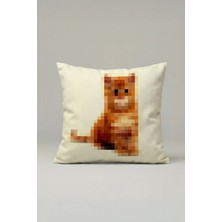 Viki Concept Pixel Kedi Kırlent Kılıfı 051 – Modern Dijital Sanat Dekoratif Yastık Kılıfı 45X45 cm