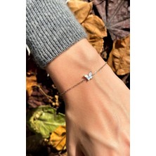 Spossy Silver Jewelry Minimal Kelebek Bileklik