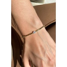 Spossy Silver Jewelry Tek Taşlı Zarif Bileklik