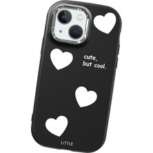 HONTINGA iPhone 13 Mini ile Uyumlu Kılıfı Kamera Korumalı Düşüme Önleyici Basitlik Siyah Yumuşak Silikon Telefon Kılıfı Kalp Desenli K4-0238