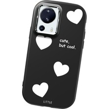 HONTINGA Xiaomi Mi 13 Lite ile Uyumlu Kılıfı Kamera Korumalı Düşüme Önleyici Basitlik Siyah Yumuşak Silikon Telefon Kılıfı Kalp Desenli K4-0238