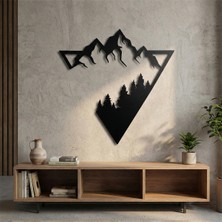 Metla Metal Üçgen Dağ ve Orman Geometrik Modern Metal Duvar Tablosu Salon Ofis Hediye