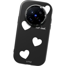 HONTINGA Vivo X200 Pro ile Uyumlu Kılıfı Kamera Korumalı Düşüme Önleyici Basitlik Siyah Yumuşak Silikon Telefon Kılıfı Kalp Desenli K4-0238