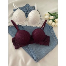 Gold Night Kadın Dantelli Desteklli Balenli Push Up Dolgulu Soft Sütyen Ikili Paket