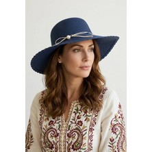 Bay Şapkacı Kadın Geniş Kenarlı Incili Hasır Şapka 3871