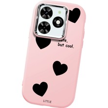 HONTINGA Infinix Smart 8 ile Uyumlu Kılıfı Kamera Korumalı Düşüme Önleyici Basitlik Pembe Yumuşak Silikon Telefon Kılıfı Kalp Desenli K4-0238