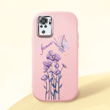 HONTINGA Redmi Note 10S ile Uyumlu Kılıfı Kamera Korumalı Düşüme Önleyici Basitlik Pembe Yumuşak Silikon Telefon Kılıfı Mor Kelebek Desenli K4-0244