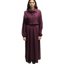 Ece Giyim Kadın Yakalı Mini Yelekli Beli ve Kol Ağzı Lastikli Iki Parça Elbise