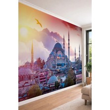 Dreamwall Süleymaniye Camii ve Istanbul Panoraması Tek Parça Tekstil Duvar Kağıdı