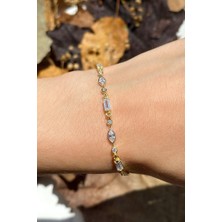 Spossy Silver Jewelry Geometrik Taşlı Bileklik