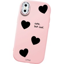 HONTINGA iPhone Xs Max ile Uyumlu Kılıfı Kamera Korumalı Düşüme Önleyici Basitlik Pembe Yumuşak Silikon Telefon Kılıfı Kalp Desenli K4-0238