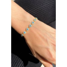 Spossy Silver Jewelry Mineli Nazar Göz Bileklik