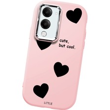 HONTINGA Vivo Y04 ile Uyumlu Kılıfı Kamera Korumalı Düşüme Önleyici Basitlik Pembe Yumuşak Silikon Telefon Kılıfı Kalp Desenli K4-0238