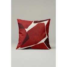 Viki Concept Modern Kırmızı Geometrik Desenli Kırlent Kılıfı 044 – Soyut Çizgili Dekoratif Yastık Kılıfı 45X45 cm