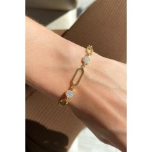 Spossy Silver Jewelry Araları Taşlı Ataç Tasarım Bileklik