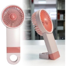 Storemax NO35 Şarjlı Mini El Fanı Standlı Çantaya Kemere Asılabilir, 3 Modlu Güçlü Serinletici Vantilatör Pervane (Pembe)