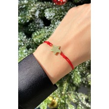Spossy Silver Jewelry Yılbaşı Temalı Yıldızlı Kar Tanesi Figürlü Ipli Bileklik