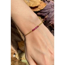 Spossy Silver Jewelry 5 Taşlı Yarı Su Yolu Bileklik