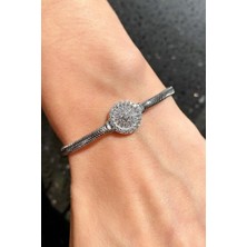 Spossy Silver Jewelry Yuvarlak Taşlı Italyan Zincir Bileklik