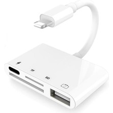 Storemax NO35 Lunatic 3343 Apple Uyumlu Lightning To USB Lightning Micro Sd Tf Kart Okuyucu Çevirici Dönüştürücü Adaptör Dişi:lightning+Microsd+Sd+Usb Girişler