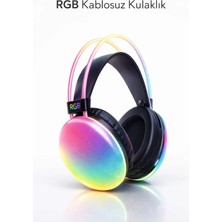 FaroxTech Rgb Işıklı Kablosuz Bluetooth 5.3 Kulak Üstü Kulaklık - Mikrofonlu Yüksek Ses Kaliteli Disco Pulse