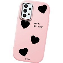 HONTINGA Samsung Galaxy A32 ile Uyumlu Kılıfı Kamera Korumalı Düşüme Önleyici Basitlik Pembe Yumuşak Silikon Telefon Kılıfı Kalp Desenli K4-0238