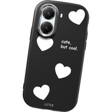 HONTINGA Poco X7 Pro ile Uyumlu Kılıfı Kamera Korumalı Düşüme Önleyici Basitlik Siyah Yumuşak Silikon Telefon Kılıfı Kalp Desenli K4-0238