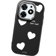 HONTINGA Tecno Spark 10 Pro ile Uyumlu Kılıfı Kamera Korumalı Düşüme Önleyici Basitlik Siyah Yumuşak Silikon Telefon Kılıfı Kalp Desenli K4-0238