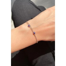 Spossy Silver Jewelry 2 Sıralı Nazar Gözlü Bileklik