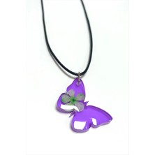 Marsilyan Kartopu Çiçeği Kelebek Epoksi Kolye