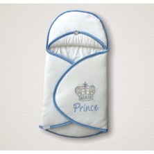 Akıllı Durak Yenidoğan Prince Nakışlı Çizgi Efektli Kız Bebek Klasik Kundak Bebek Battaniyesi