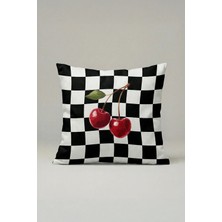 Viki Concept Kiraz Desenli Dama Kırlent Kılıfı 009 – Retro 45X45 cm Dekoratif Yastık Kılıfı