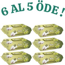 Sleepy Doğal Zeytinyağlı Islak Mendil 90’lı x 6 Paket – 6 Al 5 Öde Kampanyalı, Pamuk Lifli, Toplam 540 Yaprak