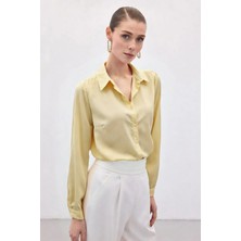 Sateen Düz Klasik Gömlek - Sarı