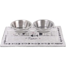 Storemax NO35 Gobypet Mama Kabı, Pleksi Kedi Mama ve Su Kabı ile Paspası, Kedi Mama Su Kabı, Seramik Mama ve Çift Hazneli Kedi ve Su Kabı, Köpek Mama Kabı (Metal)
