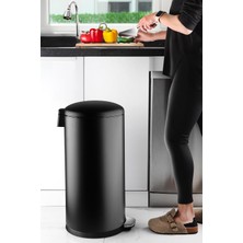 Storemax NO35 Paslanmaz Çelik Bombe Kapaklı Çöp Kovası 40 Litre Mat Siyah