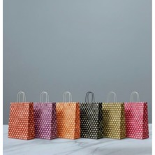 Aybaş Kağıtçılık 1.kalite 18X24 cm 6'lı Set Beyaz Benekli Kraft Kağıt Çanta,hediye Poşeti, Hediye Paketi, Kraft Çanta