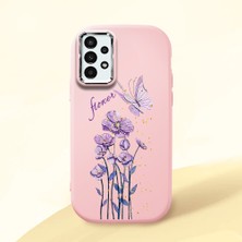 HONTINGA Samsung Galaxy A04S ile Uyumlu Kılıfı Kamera Korumalı Düşüme Önleyici Basitlik Pembe Yumuşak Silikon Telefon Kılıfı Mor Kelebek Desenli K4-0244