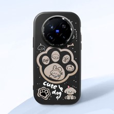 HONTINGA Vivo X200 Pro ile Uyumlu Kılıfı Kamera Korumalı Düşüme Önleyici Basitlik Siyah Yumuşak Silikon Telefon Kılıfı Köpek Desenli K4-0233