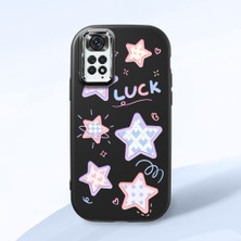 HONTINGA Redmi Note 11S ile Uyumlu Kılıfı Kamera Korumalı Düşüme Önleyici Basitlik Siyah Yumuşak Silikon Telefon Kılıfı Renkli Yıldızlar Desenli K4-0248