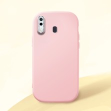 HONTINGA Samsung Galaxy A20 ile Uyumlu Kılıfı Kamera Korumalı Düşüme Önleyici Basitlik Pembe Yumuşak Silikon Telefon Kılıfı K4-0000