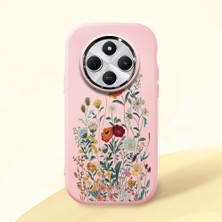 HONTINGA Redmi 14C ile Uyumlu Kılıfı Kamera Korumalı Düşüme Önleyici Basitlik Pembe Yumuşak Silikon Telefon Kılıfı Çiçek Desenli K4-0242