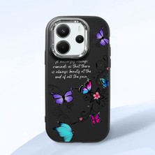 HONTINGA Redmi Note 14 4g ile Uyumlu Kılıfı Kamera Korumalı Düşüme Önleyici Basitlik Siyah Yumuşak Silikon Telefon Kılıfı Kelebek Desenli K4-0243