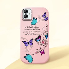 HONTINGA Samsung Galaxy A04E ile Uyumlu Kılıfı Kamera Korumalı Düşüme Önleyici Basitlik Pembe Yumuşak Silikon Telefon Kılıfı Kelebek Desenli K4-0243