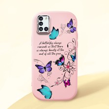HONTINGA Samsung Galaxy A31 ile Uyumlu Kılıfı Kamera Korumalı Düşüme Önleyici Basitlik Pembe Yumuşak Silikon Telefon Kılıfı Kelebek Desenli K4-0243