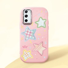 HONTINGA Samsung Galaxy S20 Fe ile Uyumlu Kılıfı Kamera Korumalı Düşüme Önleyici Basitlik Pembe Yumuşak Silikon Telefon Kılıfı Renkli Yıldız Desenli K4-0247